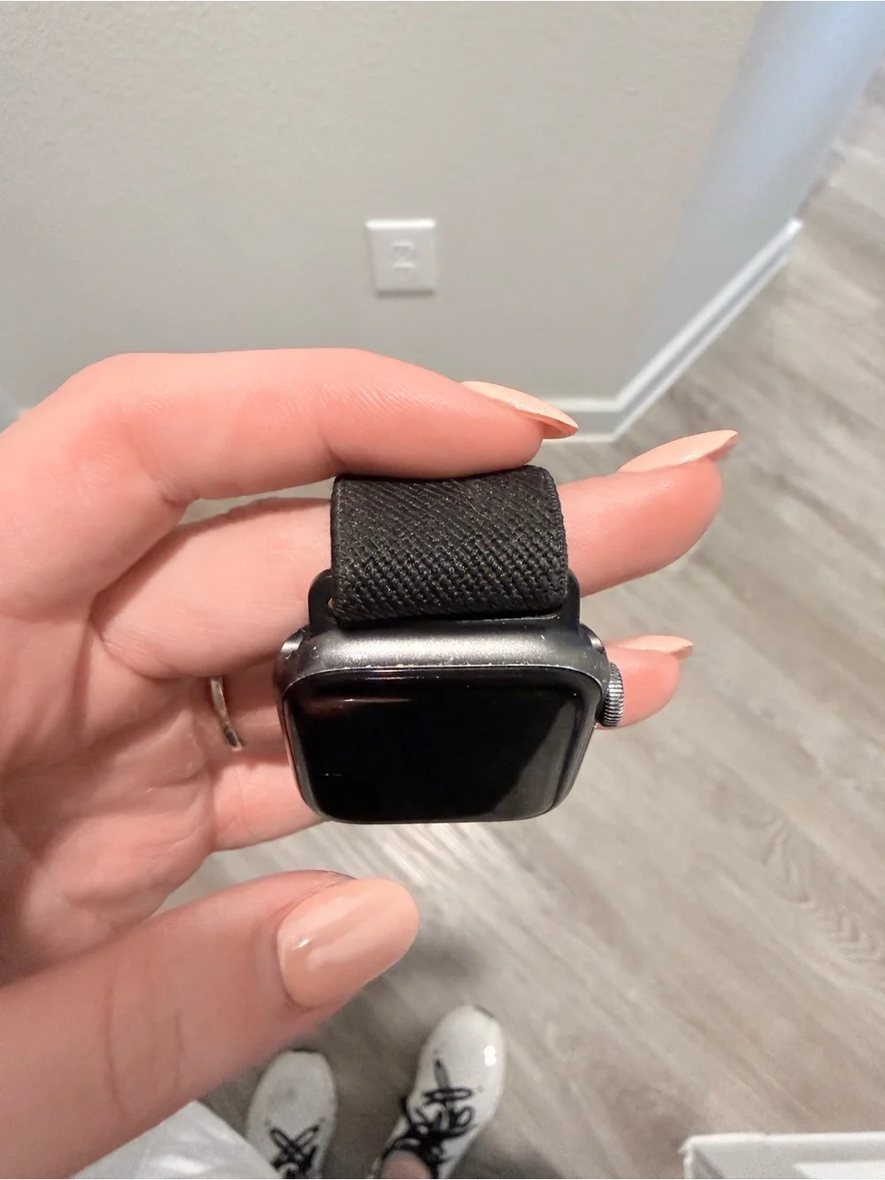 Apple Black Smartwatch with Black Nylon Loop Band